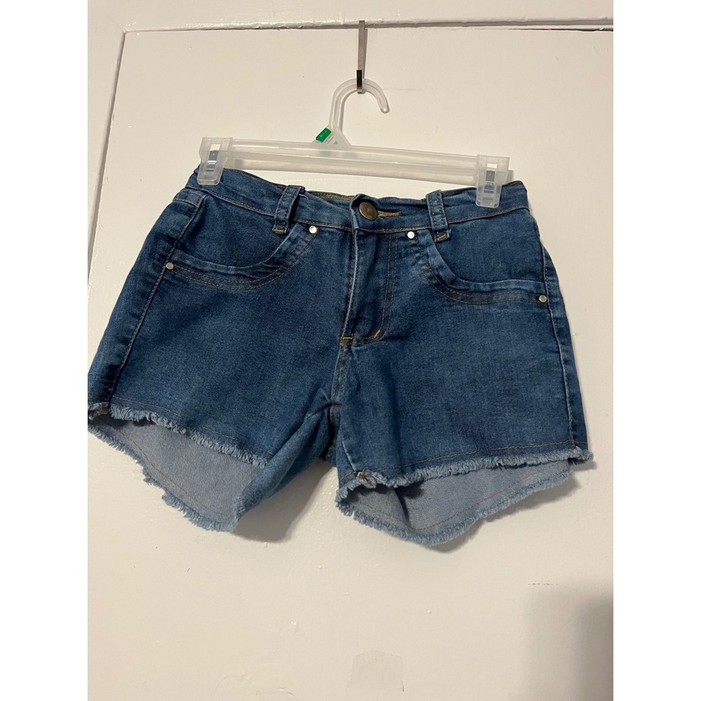 David Star Street Wear Blue Denim Frayed Hem Cut Off Shorts Womens